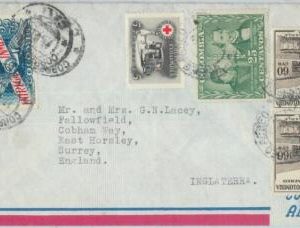 81576 - COLOMBIA - Postal History - Airmail COVER: to ENGLAND  - RED CROSS 1950