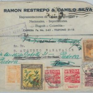 81574 - COLOMBIA - Postal History - Airmail COVER to ITALY  1947