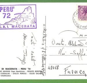 ae3390 - ITALY - POSTAL HISTORY - Mountaineering  EXPEDITION to PERU  1972