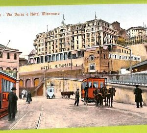 aa9281- CARTOLINA D'EPOCA  GENOVA Città : Via Doria e Hotel Miramare