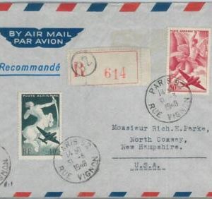 75217 - FRANCE - Postal History -  REGISTERED Airmail  COVER to USA 1948