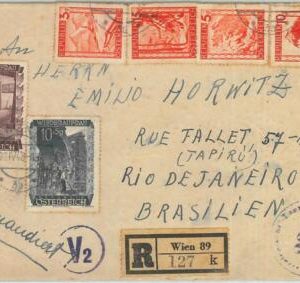 77379 - AUSTRIA - POSTAL HISTORY - Censored REGISTERED  COVER to BRAZIL  1948