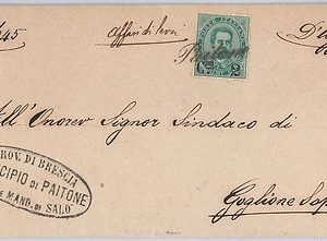 41310  - REGNO: Sass 56 su  LETTERA con annullo di COLLETTORIA di Paitone  1891