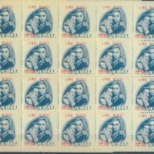 87902 - ITALY - Vintage CHARITY LABELS: Full sheet of 20  - UNICEF