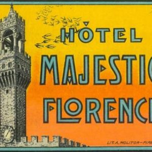 87042 - ITALY - Vintage hotel LABEL - HOTEL MAJESTIC Firenze FLORENCE  1930'S