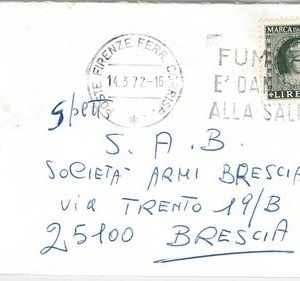 ITALIA REPUBBLICA - Storia Postale - MARCA DA BOLLO usato su BUSTA  -  1972