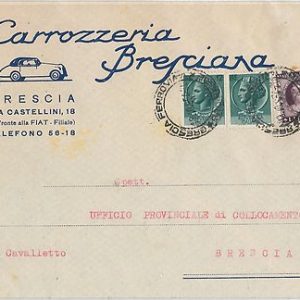 REPUBBLICA - Storia Postale: MARCA DA BOLLO  su BUSTA Pubblicitaria 1954 BRESCIA