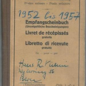 82191 - SWITZERLAND -  Vindage documents - RECEIPT BOOKLET 1952