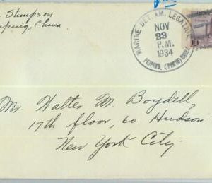 BK0609 - CHINA - Postal HISTORY - Cover from USA Marine LEGATION in PEIPING 1934