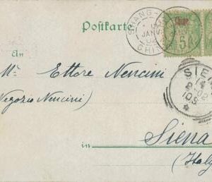 P0380 - French CHINA - Postal HISTORY - Postcard from SHANGHAI to ITALY Siena