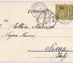 P0986 - FRENCH CHINA - Postal History -   POSTCARD from SHANGHAI to ITALY  1902