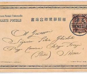 P0989 - IMPERIAL CHINA - Postal HISTORY - Postcard to Italy - TIENTSIN 1901