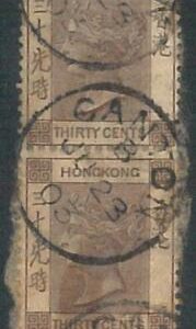 70395a - HONG KONG - STAMPS: Stanley Gibbons #  61 PAIR -  USED on paper support