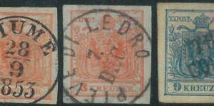 88020 -  AUSTRIA - STAMPS: lot of 3 EARLY STAMPS - Fine USED with nice POSTMARKS