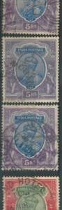 70441 - INDIA  - STAMPS - Stanley Gibbons #188*3 + 189*1  -  Fine USED