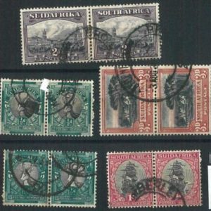 70553 - SOUTH AFRICA - STAMPS - Small lot  5 PAIRS of  USED stamps