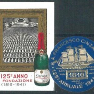 70827 - ITALY -  VINTAGE POSTER STAMP: set of 2 WINE Cinzano SHIP