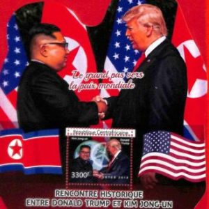 A0220 - CENTRAL AFRICA - MISSPERF 2018  stamp SHEET:  politics TRUMP & JONG-UN