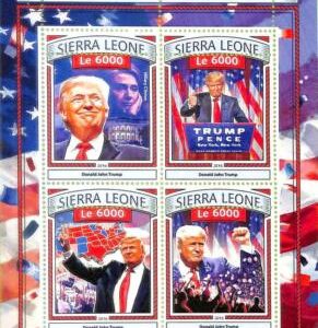 A8494 - SIERRA LEONE -ERROR MISPERF  Stamp Sheet - 2016 DONALD JOHN TRUMP