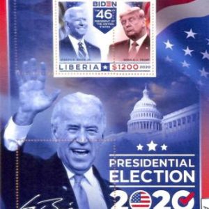 A7182 - LIBERIA, Error, 2020, MISPERF SOUVENIR SHEET: Biden, Trump, Elections