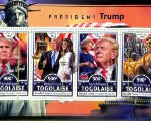 A8961 - TOGO -ERROR MISPERF  Stamp Sheet - 2016 DONALD TRuMP president
