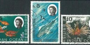 70600  - BIOT British Indian - STAMPS: S Gibbons #  27 + 29 + 30 - Fine  USED