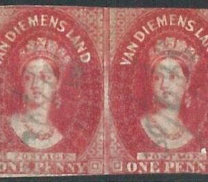 70570 - AUSTRALIA: Tasmania - STAMP:  USED stamp pair with PEN POSTMARK