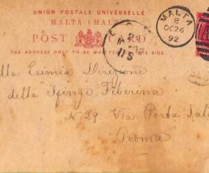 ac6379 - MALTA - POSTAL HISTORY -  Stationery Card to ITALY  1892