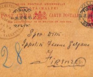 ac6380 - MALTA - POSTAL HISTORY -  Stationery Card to Firenze - 1914