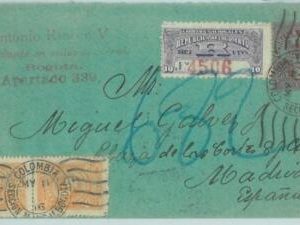 68774 - COLOMBIA  Postal History - POSTAL STATIONERY COVER  to SPAIN  Registered
