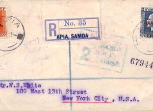 ac6644 - SAMOA - Postal History -  REGISTERED COVER with SCARCE Censor Postmark