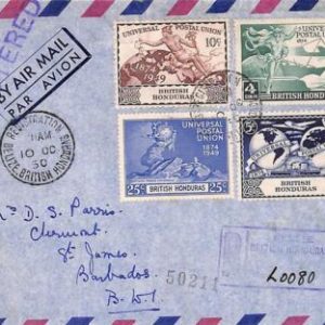 ac6662 - BRITISH HONDURAS  - POSTAL HISTORY - UPU set on Registered Cover  1950