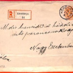 aa2036 - HUNGARY - POSTAL HISTORY - STATIONERY COVER Registered from KOROSBANYA