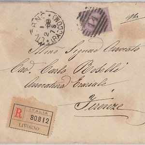 53888 - ITALIA REGNO - Storia Postale: Sass  42 ISOLATO su BUSTA RACCOMANDATA