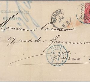 REGNO - Storia Postale: Sass 20 su BUSTAcon annullo ITALIE MODANE blu sul bollo