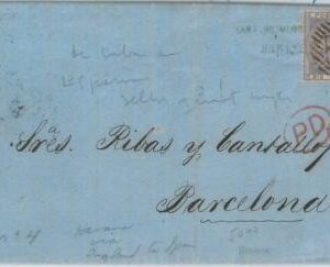 71391 - GB - POSTAL HISTORY:  SG # 68/70 on cover from HAVANA to SPAIN