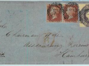 BK0678 - GB - POSTAL HISTORY - SG # 59 + 42 Pair on COVER to HAMBURG  1855