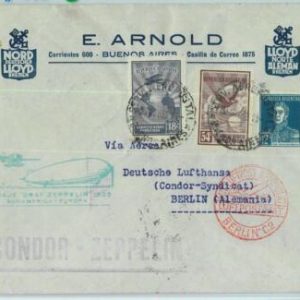 94091 - ARGENTINA - POSTAL HISTORY - COVER to GERMANY via ZEPPELIN 1932  # 159 I