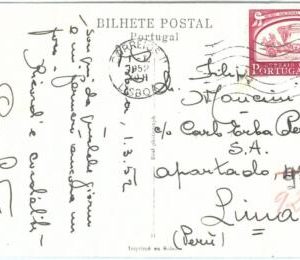 72498 - PORTUGAL - POSTAL HISTORY:  Postcard to PERU  1952