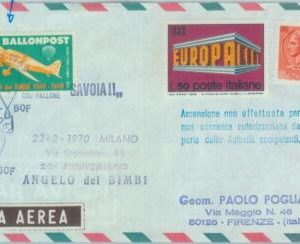 82996 - ITALY - Postal History - SPECIAL Cover - BALLOON Post 1969 - CANCELLED!