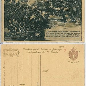 CARTOLINA MILITARE ILLUSTRATA in FRANCHIGIA - MAZZONI : 3a armata - SERIE  A # 7
