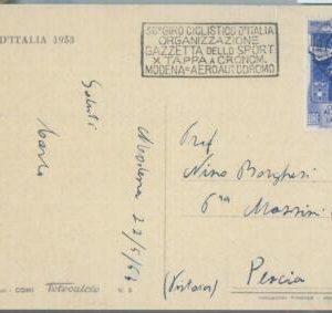 82852 - ITALY - POSTAL HISTORY -  SPECIAL POSTMARK:  CYCLING  1953