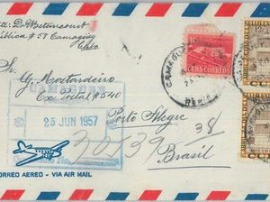 81590 - Havana - POSTAL HISTORY -  REGISTERED COVER  to BRAZIL  1957