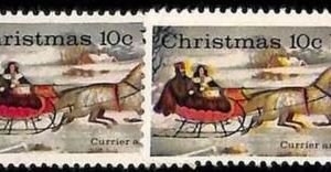 94809c - USA - STAMPS - Sc # 1551 Christmas Horses   SHIFTED Yellow  PRINT - MNH