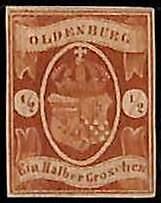 94907 1e - GERMANY Oldenburg - STAMP - Michel  # 11 - Mint HINGED MH  signed