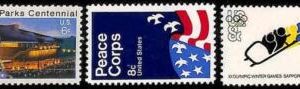 94809a - USA - STAMPS - Lot of 3 1972 stamps with TAGGING OMITED - MINT MNH