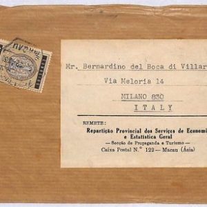 ai1917 - MACAU  - Postal History - PARCEL PAPER Cut-out  to ITALY  1950's
