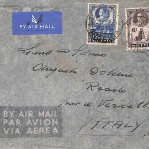 ac6700 - NIGERIA - POSTAL HISTORY -  AIRMAIL COVER to  ITALY 1937