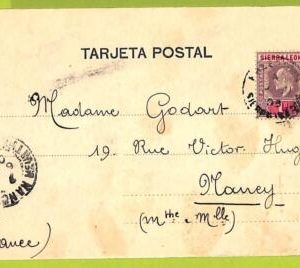 10768 - SIERRA LEONE - Postal History -  Single stamp on POSTCARD to FRANCE 1903