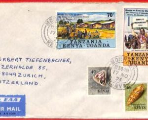 aa2374  - KUT Kenya - POSTAL HISTORY - Airmail Cover to SWITZERLAND 1965 Shells